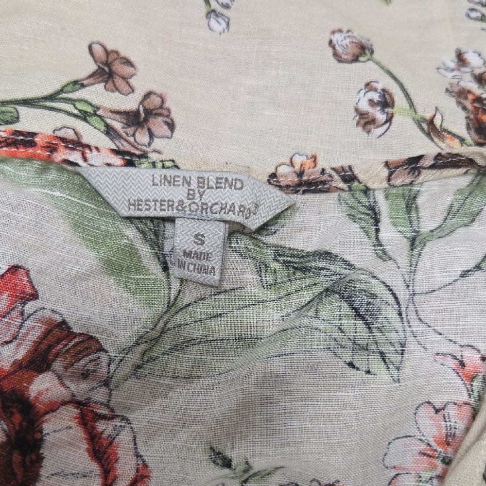 Hester & Orchard Floral Beige Women's Blusa Small Size - Picture 6 of 7